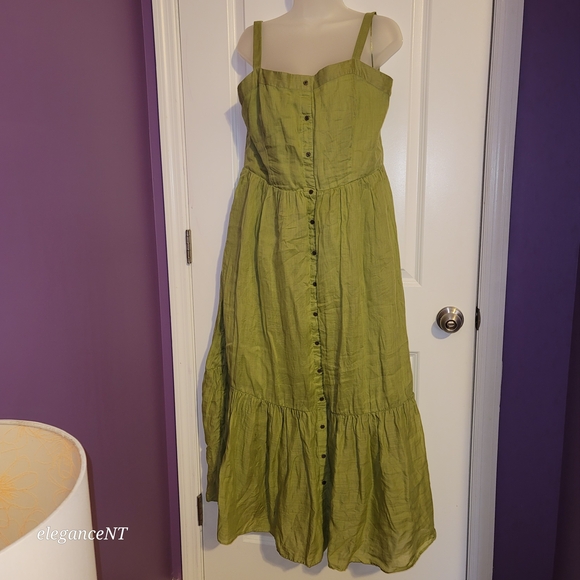 Banana Republic Olive Button-Front Maxi Dress Sz: XL - Picture 4 of 6